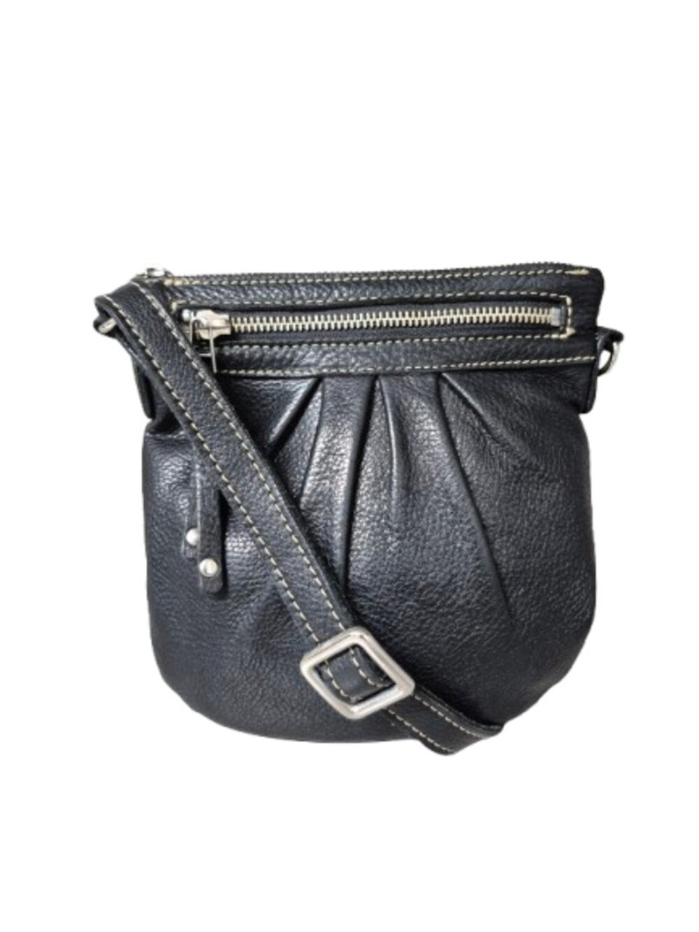 Vintage Roots Black Leather Crossbody Bag with Beaver Hangtag